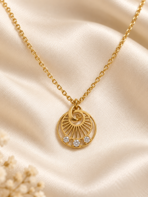 Aurelia Luxe™ Golden Sunburst Crystal Pendant Necklace