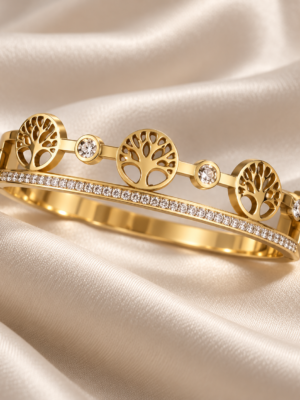 Aurelia Luxe™ Tree of Life Crystal Bangle Bracelet - Size 14