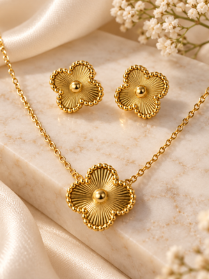 Aurelia Luxe Golden Radiance Clover Jewellery Set