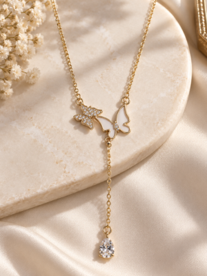 Aurelia Luxe™ Crystal Butterfly Drop Necklace