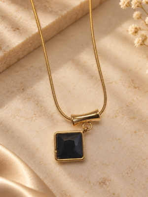 Aurelia Luxe™ Noir Square Pendant Necklace