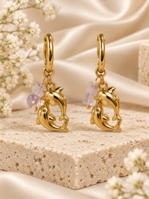 Aurelia Luxe Dolphin Charm Hoop Earrings
