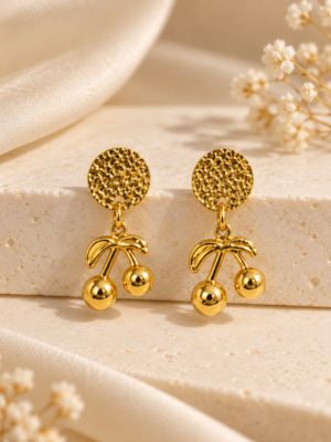 Aurelia Luxe Golden Cherry Drop Earrings