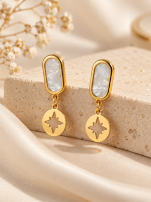 Aurelia Luxe Pearl Star Drop Earrings