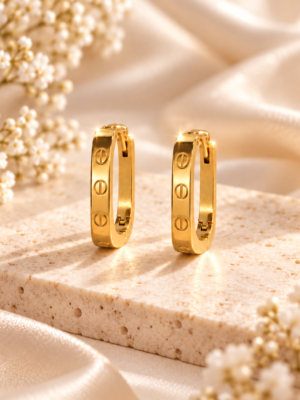 Aurelia Luxe Classic Gold Screw Hoop Earrings