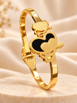 Aurelia Luxe Noir Heart Bloom Baby Bracelet – Size 14