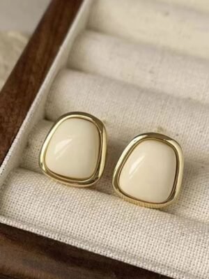 Aurelia Luxe™ Gold-Plated Pearl Square Stud Earrings